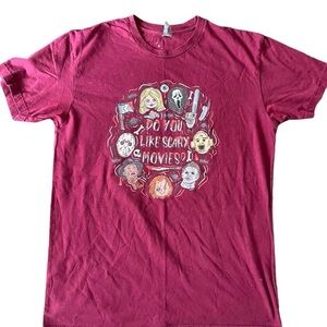 Medium Burgundy and red horror tee with a creepy vibe #horror #scary #halloween